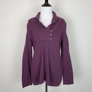 Eddie Bauer Sweater Shawl Collar Button Purple Fall Outdoors Cozy Cabin Hiking